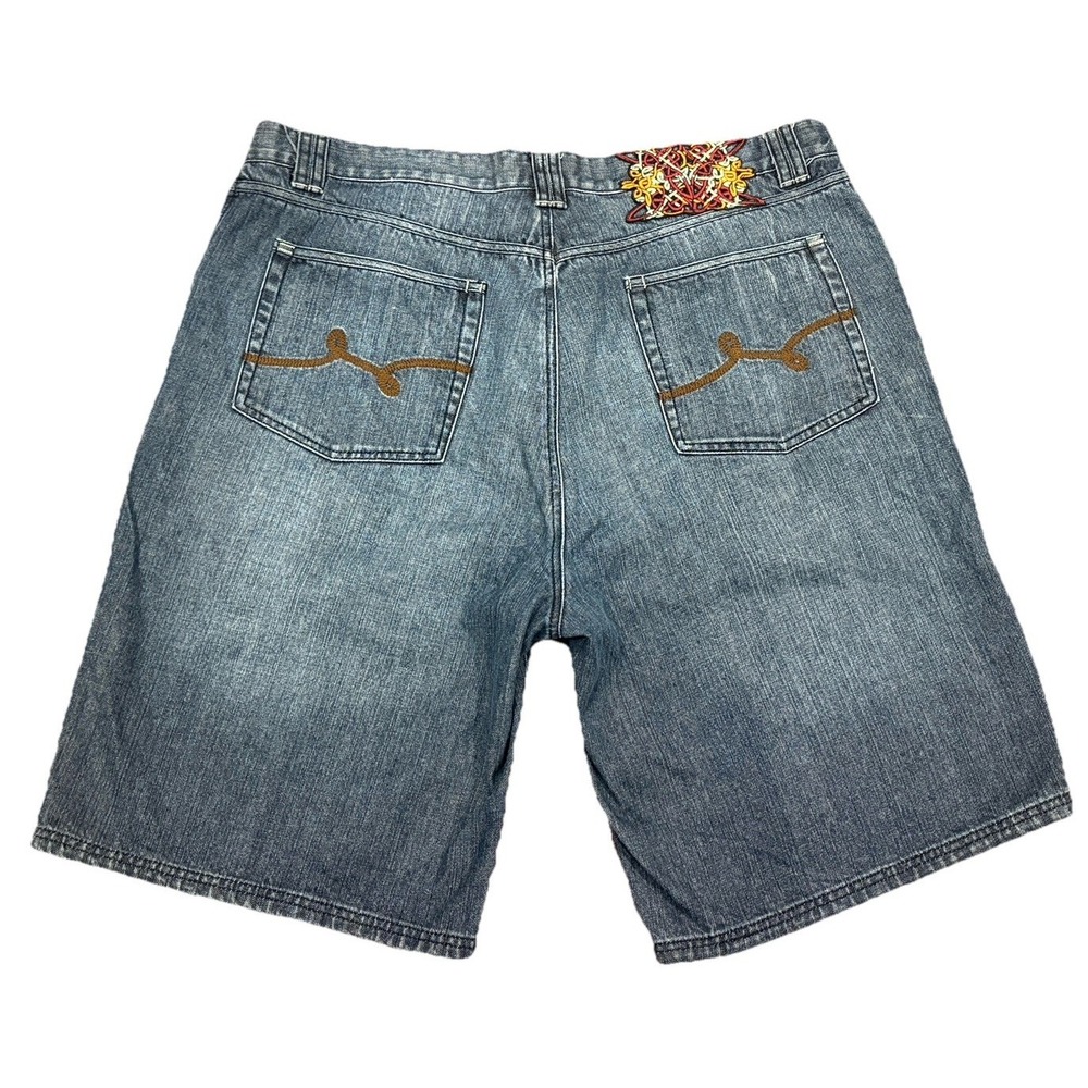 LRG‎ Shorts Mens 40 Blue Denim Jeans Lifted Research Group Embroidered VTG